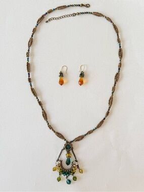 South Korean Handmade Beaded Necklace and Earring Set